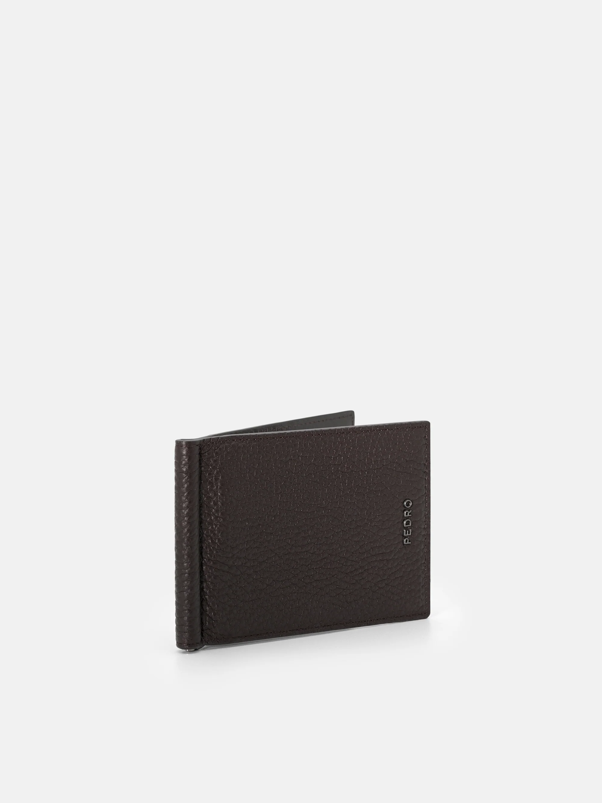Embossed Leather Bi-Fold Card Holder with Money Clip - Image 2