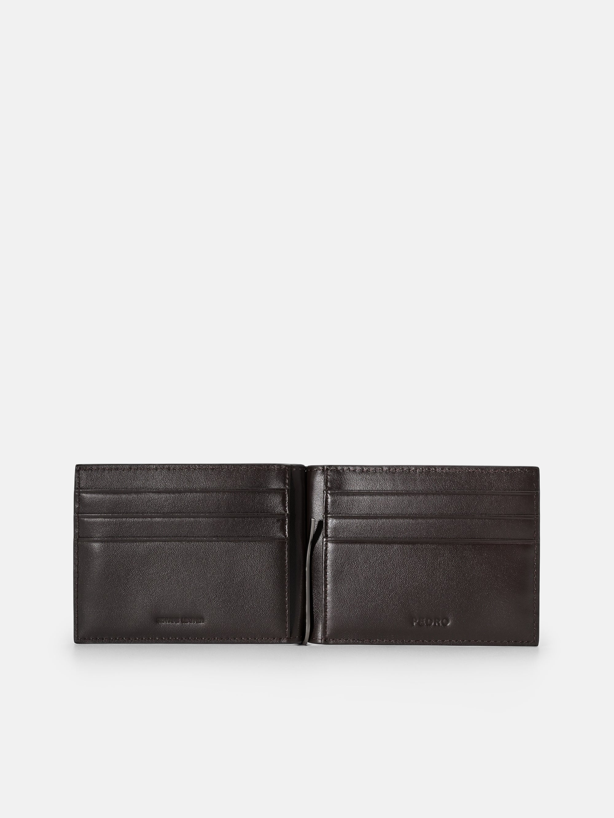 Embossed Leather Bi-Fold Card Holder with Money Clip - Image 4